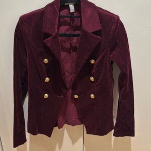 Aqua maroon velvet blazer